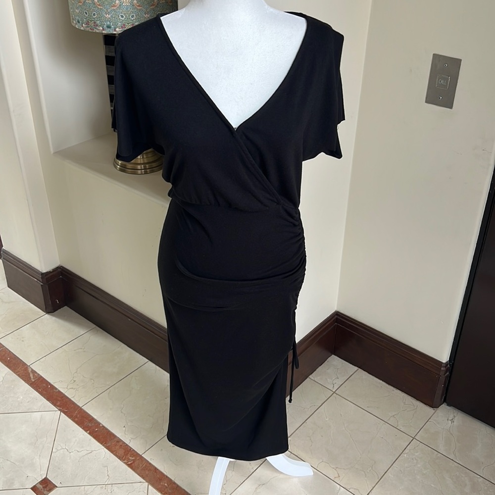 Gibson Look Medium Black Jersey Dress. New with Tags. Size M. Side Tie.